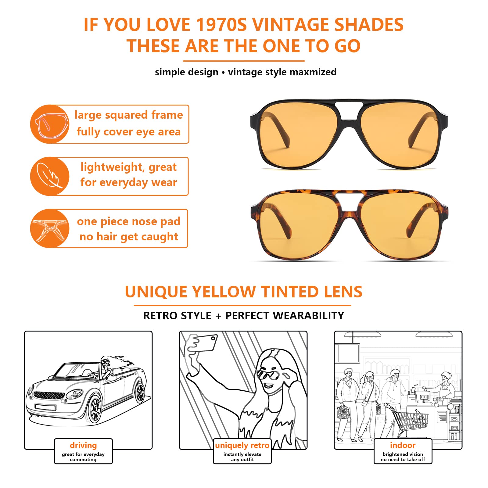 Xpectrum Trendy Retro Sunglasses for Men Women 70s Vintage Aviator Sun Glasses Classic Shades