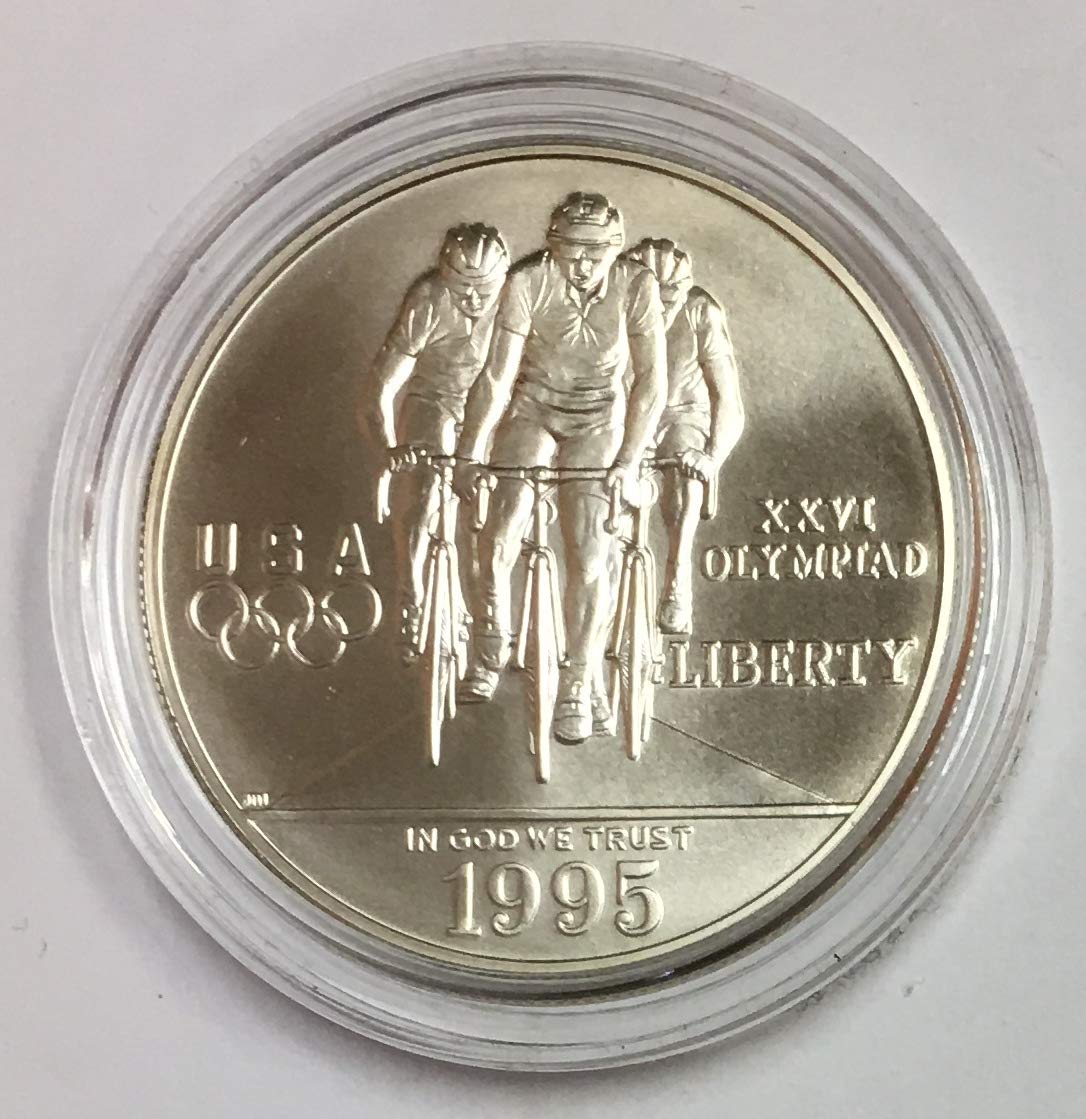 1995 D Atlanta Olympic Cycling Commemorative Silver Dollar $1 BU