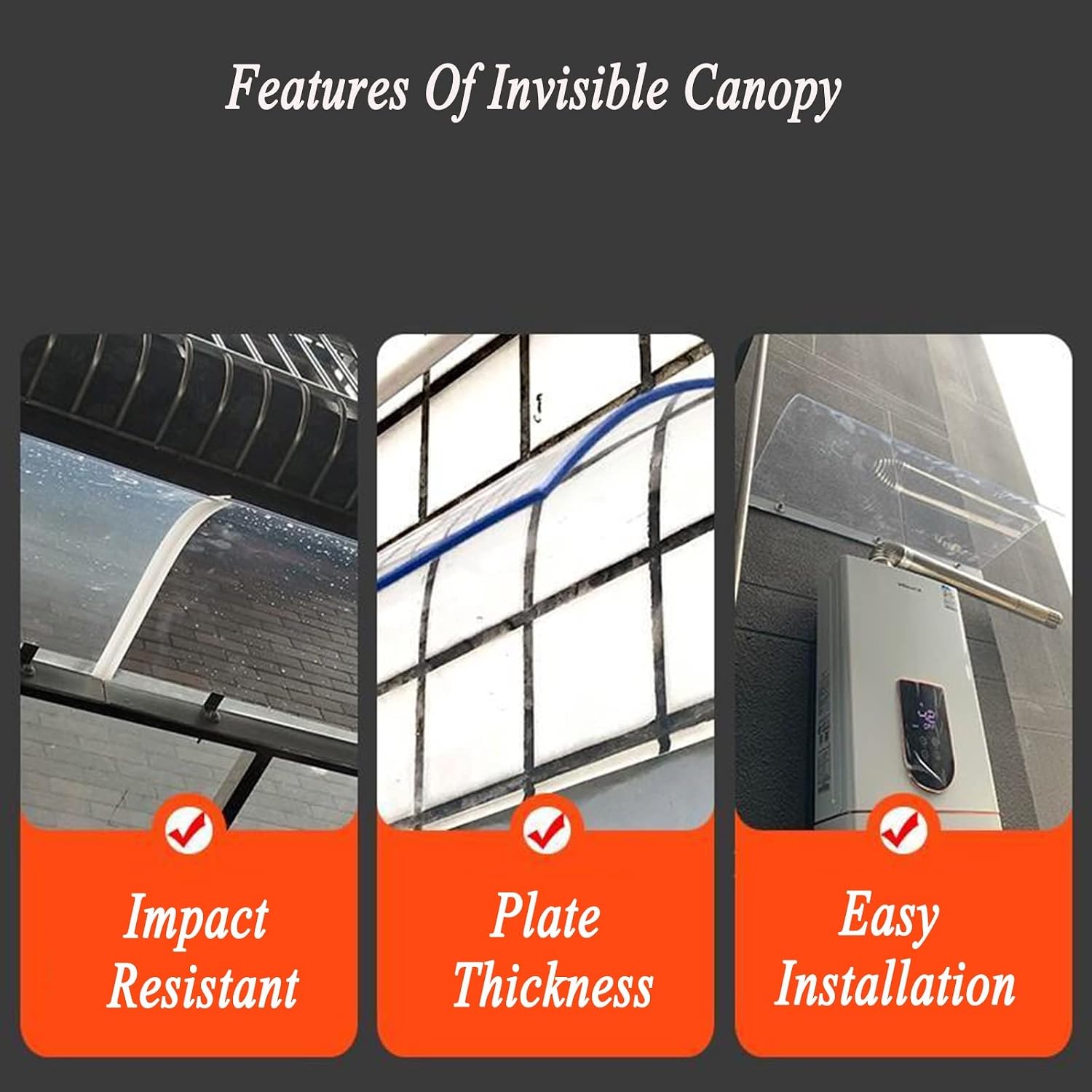 Door Window Garden Canopy Patio Porch Awning,50% Frosted And Transparent Rain Cove， Outdoor Awning Door Awning Outdoor Window Rain Shelter Cover，Rain Over Shelter ( Size : 50*180cm/19.6*70.8in )