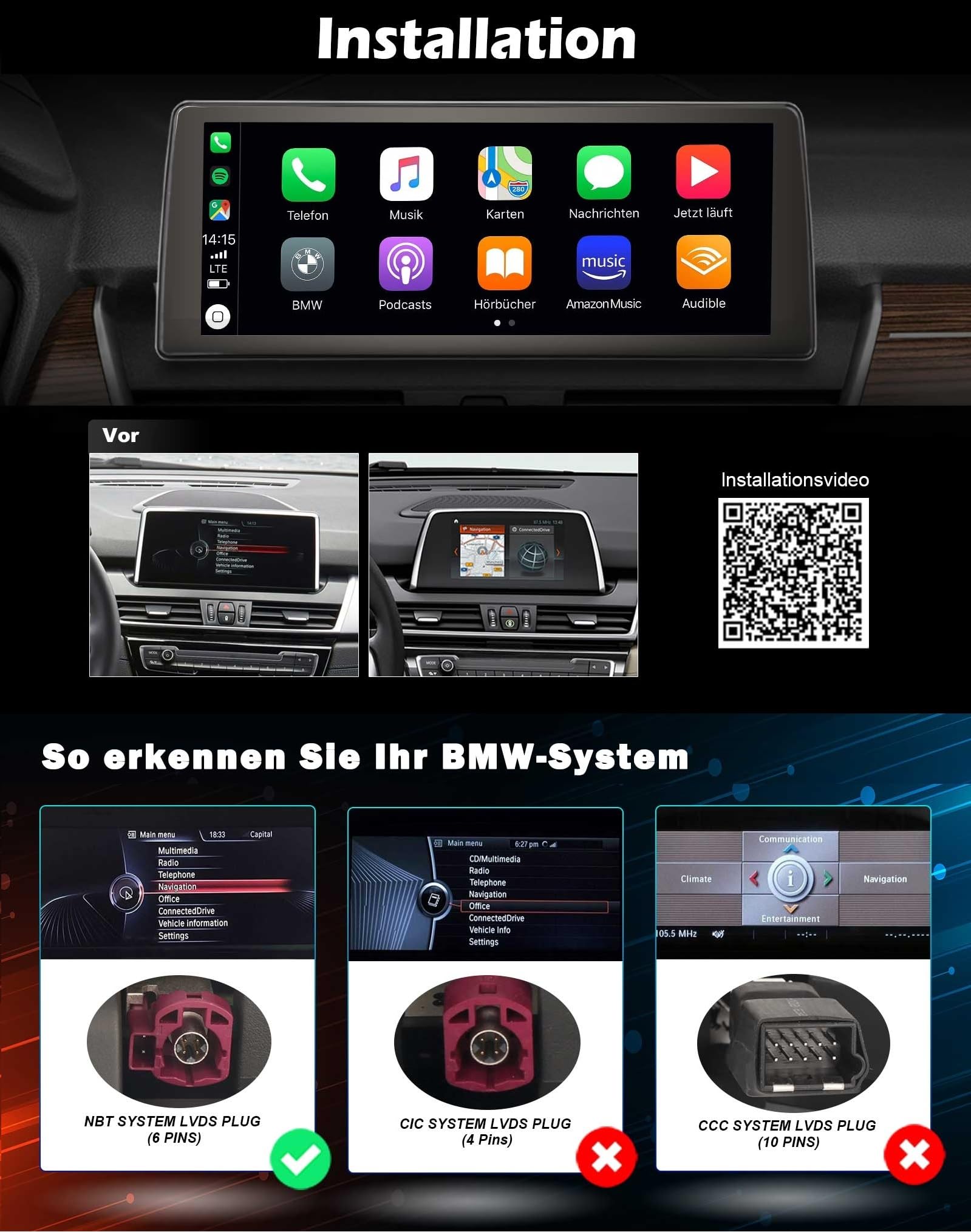 10,25 cala Android 14 Qualcomm 8-rdzeniowe radio samochodowe Bluetooth do BMW serii 2 F45 F46 F22 NBT System Radio z nawigacją GPS Wireless Carplay Android Auto SWC WiFi DSP DAB+ Bluetooth 5.1 IPS