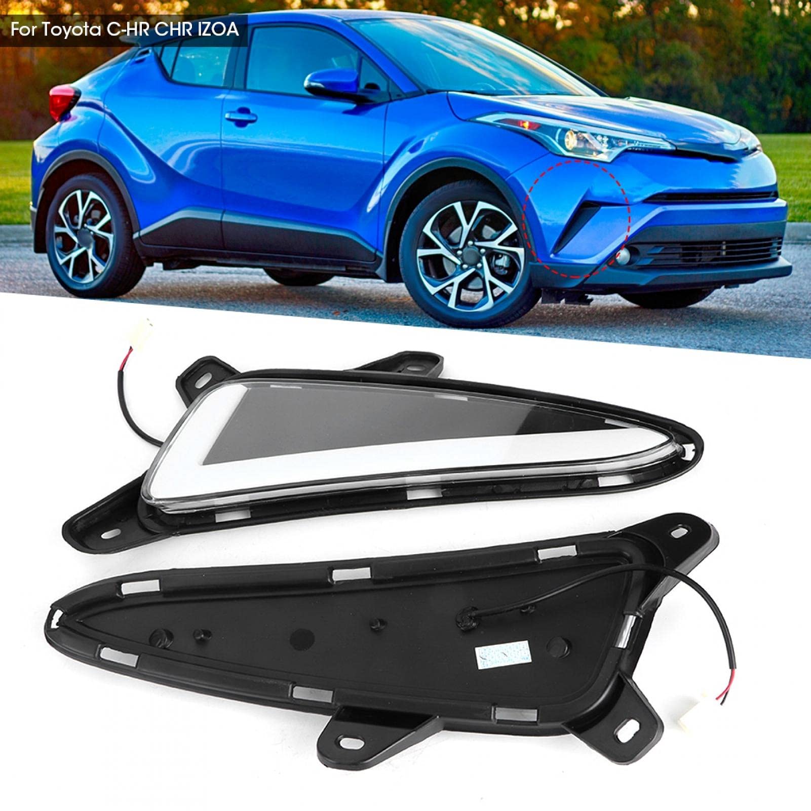Luz de conducción de coche, DC12V 6000-6700K Luz de circulación diurna LED impermeable DRL Apta para C-HR CHR IZOA