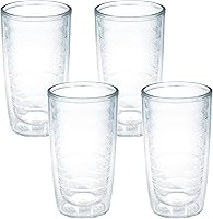 Tervis 16oz Double Walled Insulated Tumblers Clear 4-Pack - Keeps Drinks Hot & Cold Longer, Made in USA, BPA-Free