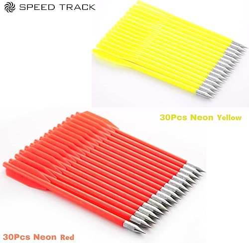 Miniatura 16 de SPEED TRACK Juego de 60 piezas de 6.25 pulgadas, 50-80 libras, mini pernos de ballesta de tiro con arco con punta de metal afilada, dardos de flecha