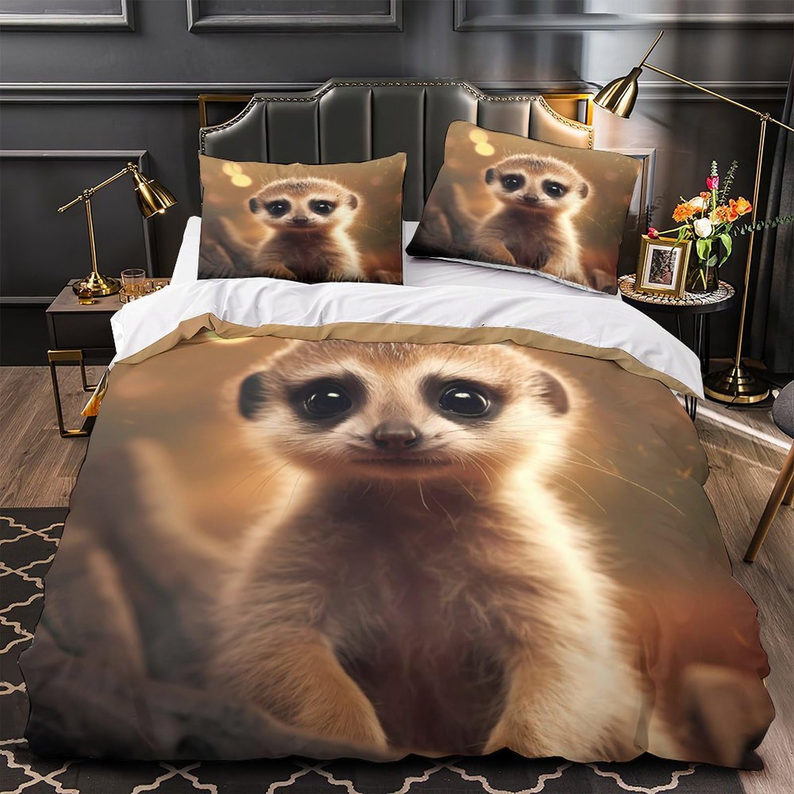 Housse de couette suricate King 220x240 en linge de lit 3 pièces résistant