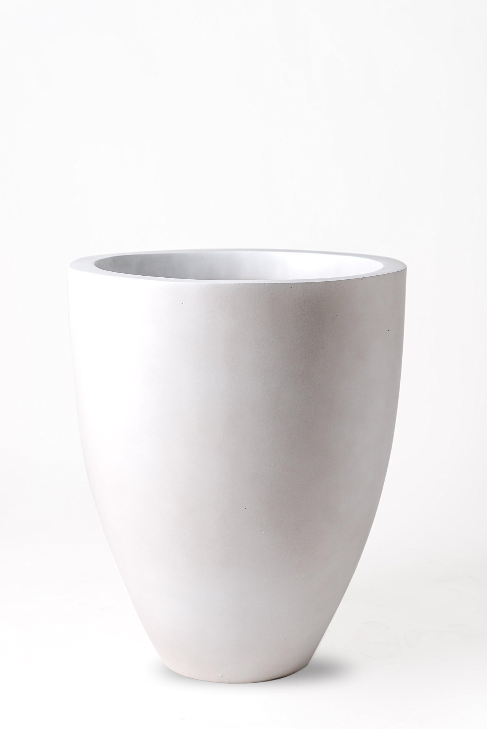 Large Outdoor Planter; Round Plant Pot, Indoor, Patio or Garden, Flower Pot, Handmade Fiberglass, 17" Tall, (Rotunda White 15"x15"x17" and 7.5lbs)