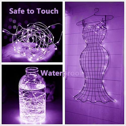 Miniatura 3 de Ranlraka Guirnalda de luces moradas que funcionan con pilas, 7 pies, guirnalda de luces de hadas de Halloween para centro de mesa, decoración de