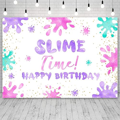 Miniatura 2 de Telón de fondo de cumpleaños de 7 x 5 pies para fiesta, grafiti colorido que brilla con salpicaduras de niños, pancarta colorida de fiesta para