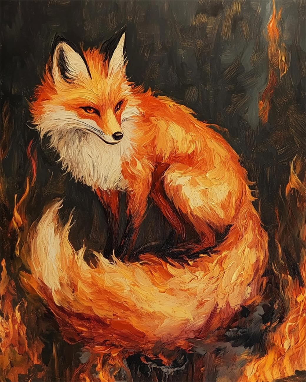 RKFLGEW DIY Bead Embroidery Kits Anime Fox 30x40cm