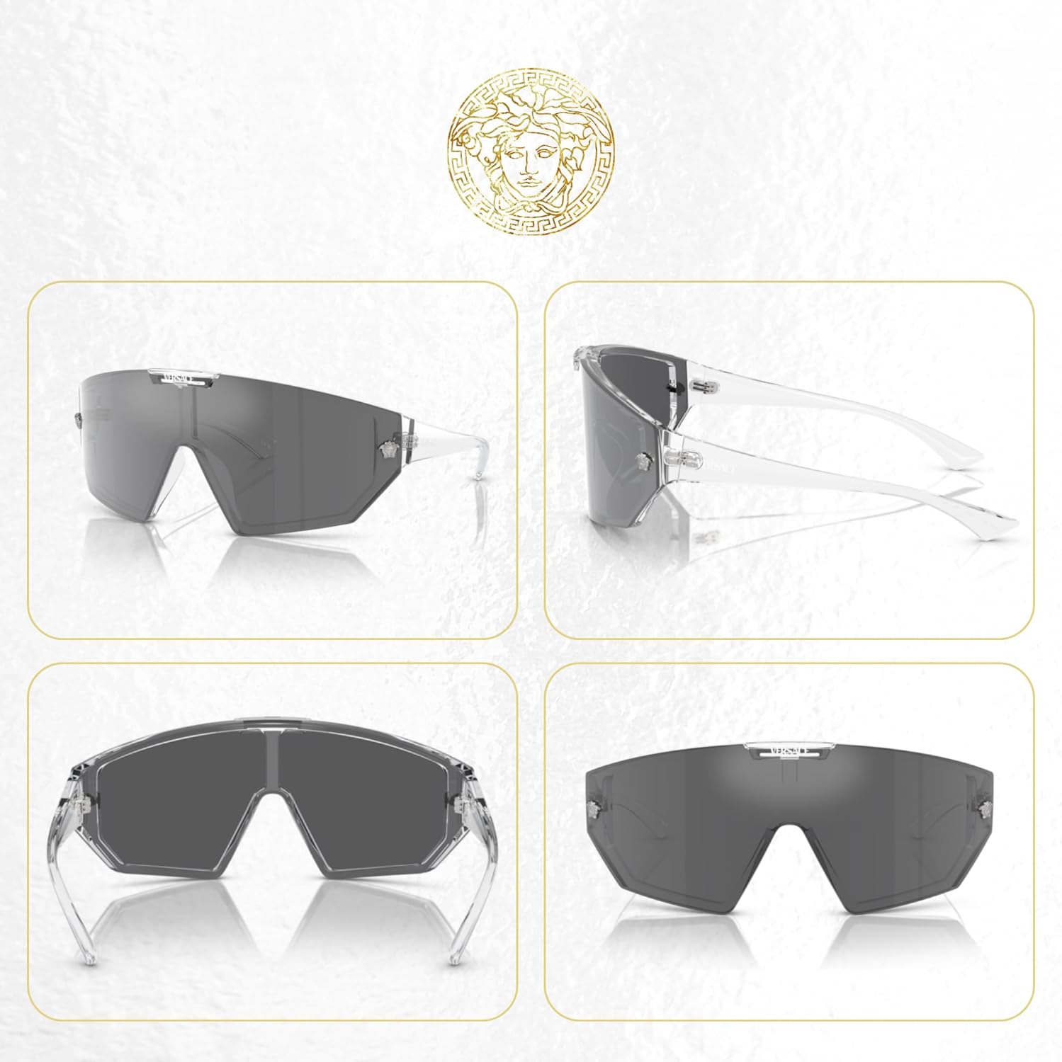 Versace VE4461 Shield Sunglasses for Men for Women +FREE SPARE Clip on Shield Lens +BUNDLE with ACCESSORY EYEWEAR KIT - Image 3