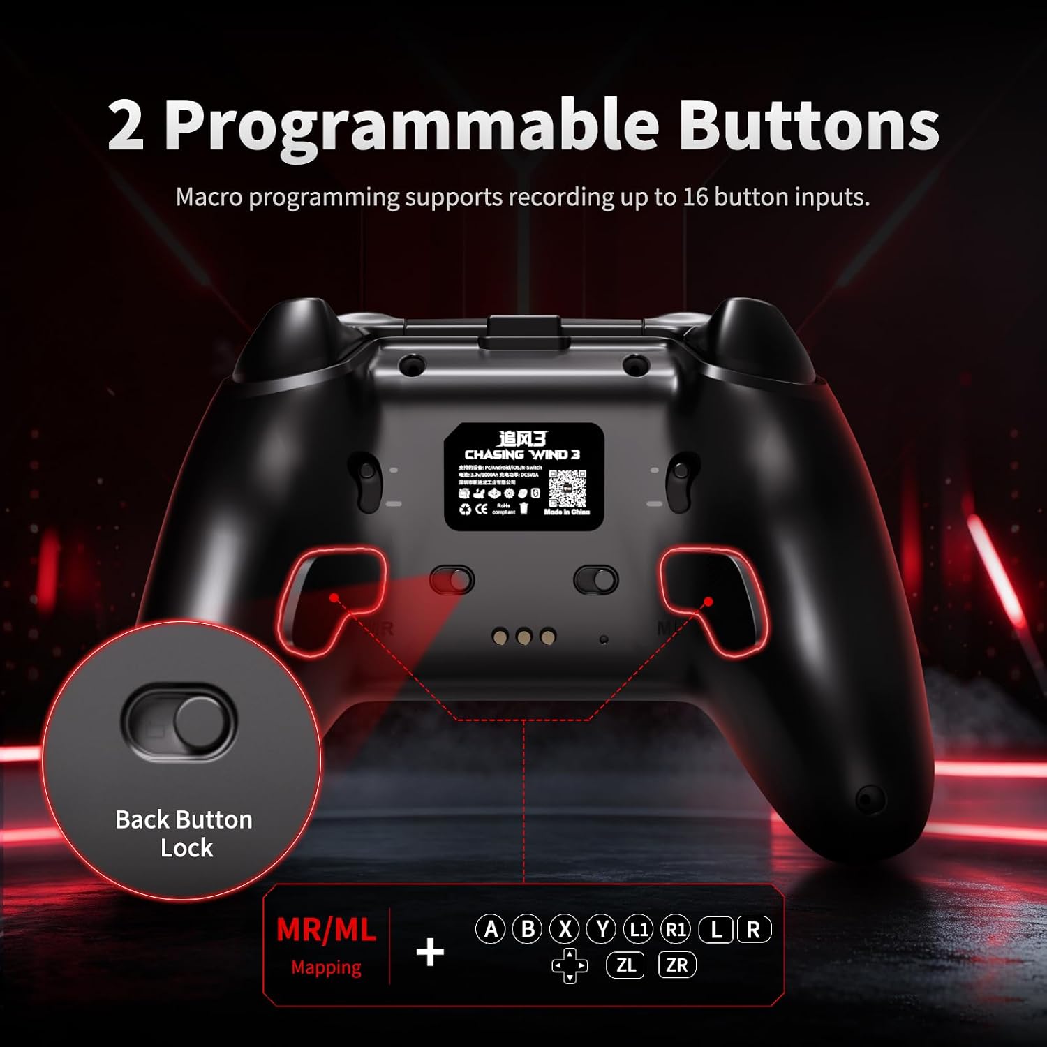 YUYIU Wireless Gaming Controller for PC, Switch, Steam Deck, Android, iOS | Hall Effect Joysticks, 1000Hz Polling Rate, RGB Lighting, Dual-Mode Triggers, Macro, Turbo, 6-Axis Gyro, Charging Dock, Black