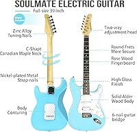 Vista 3 de Soulmate - Kit de guitarra eléctrica de 39 pulgadas, tamaño completo, cuerpo sólido, kit para principiantes HSS, guitarra eléctrica de iniciación