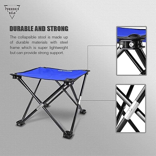 Miniatura 5 de Forbidden Road Taburete de camping portátil para senderismo, pesca, mochilero, playa, viajes, capacidad de 220 libras (azul, 14.17 x 11.8 pulgadas)