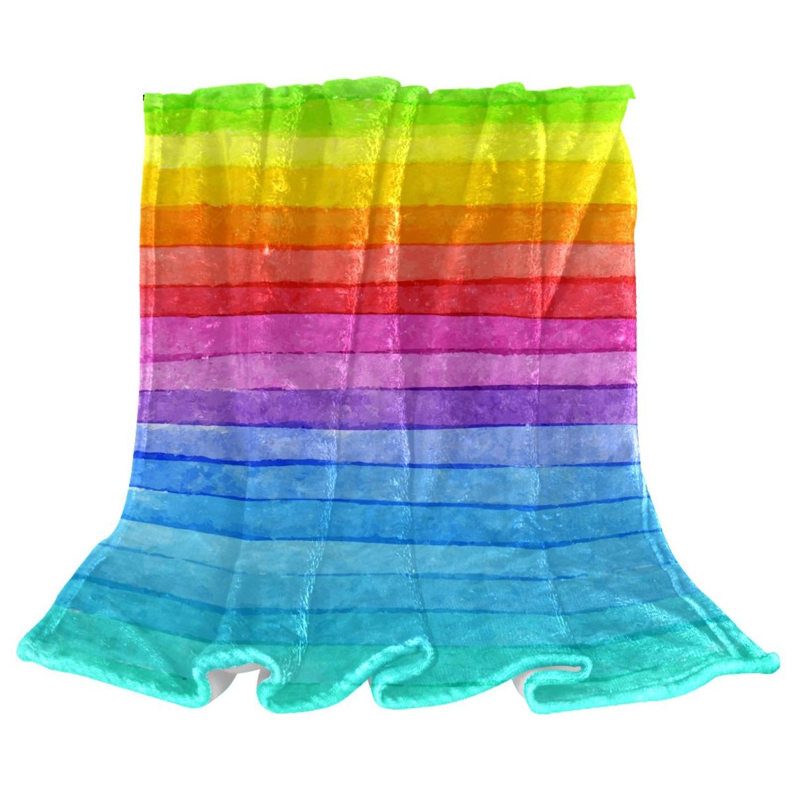 Plaid polaire arc-en-ciel chaud et doux pour lits et chaises de salon