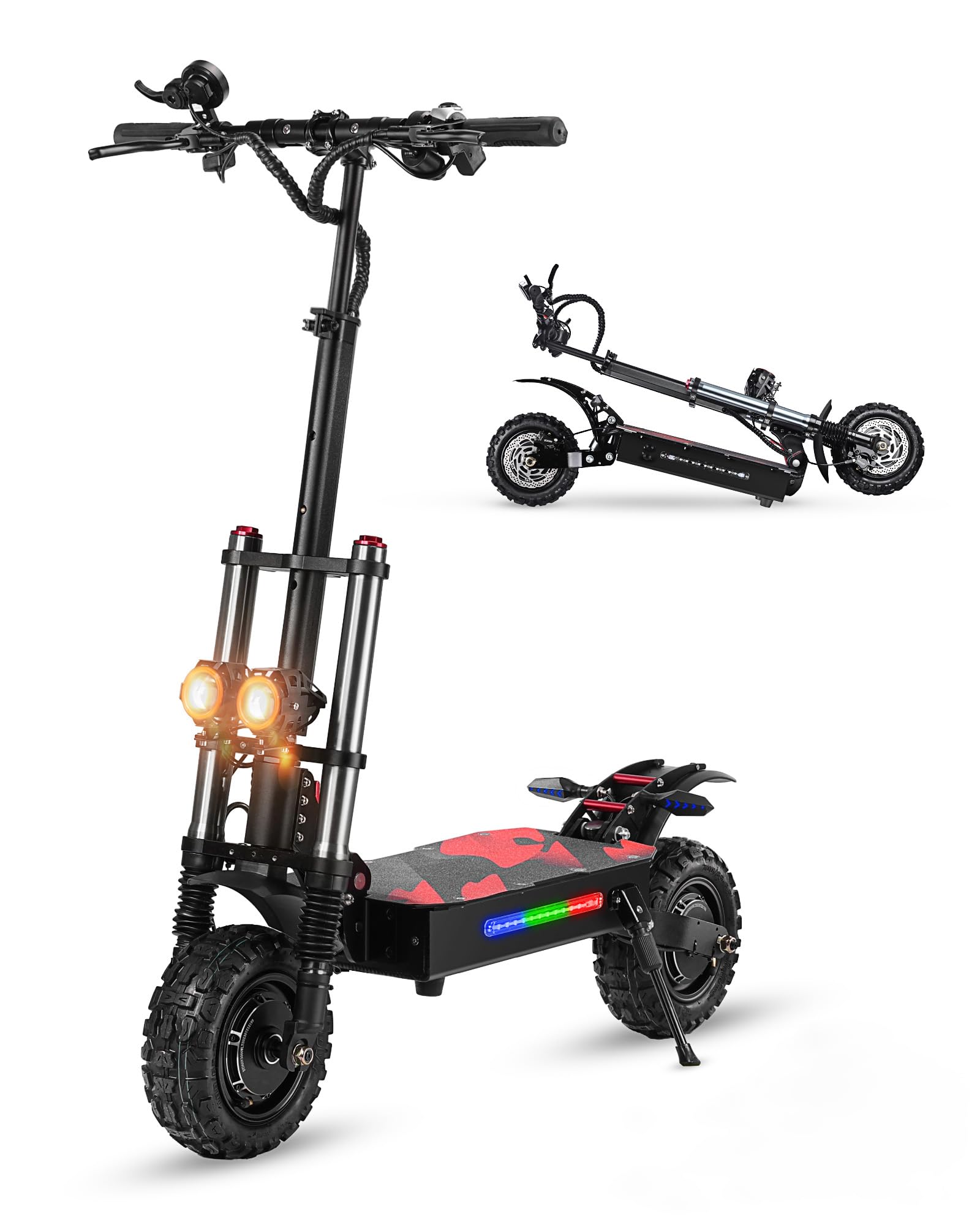 Adult Off-Road Electric Scooter 55 MPH 60V 6000 Watt Dual Motors Range up to 75 Miles Dual Hydraulic