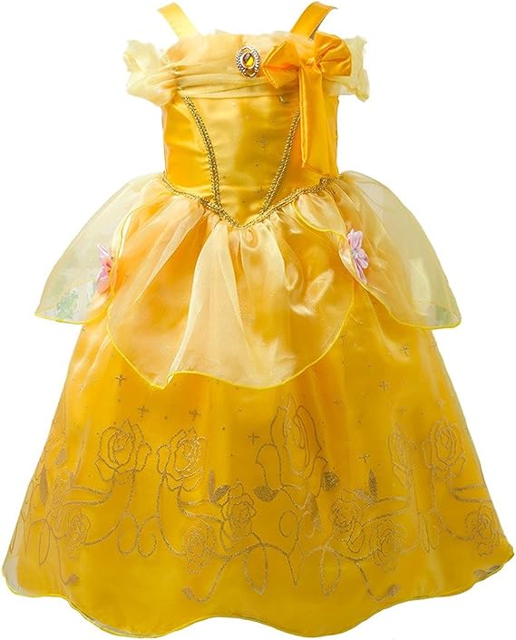 Amazon プリンセスなりきり 子供 ドレス キッズ 子ども お姫様 ワンピース お姫様ドレス 女の子 なりきり キッズドレス シンデレラ ラプンツェル ベル オーロラ姫 100サイズ イエロー風 フォーマル 通販