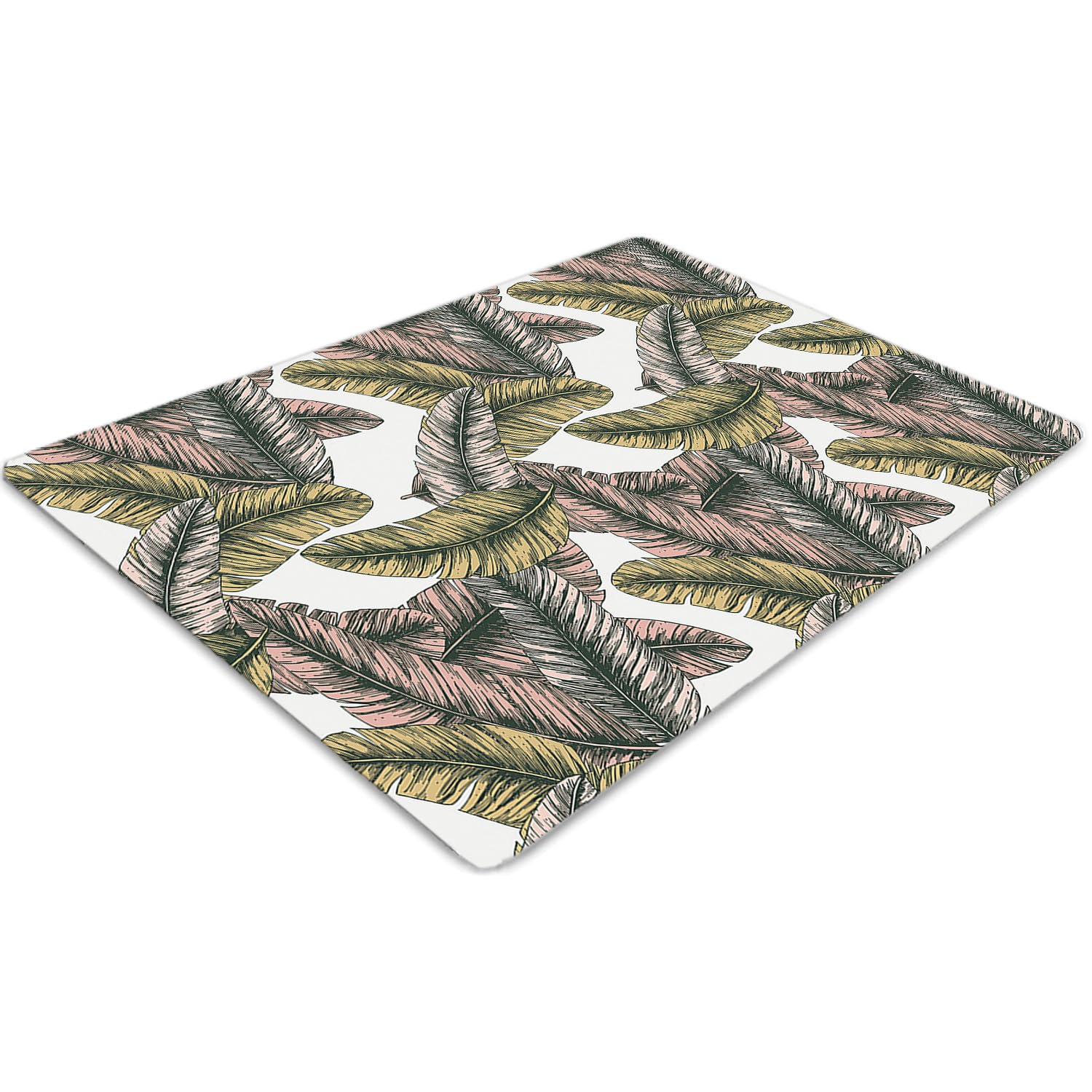 Tappetino per Sedia 100x70 cm Rettangolare per Ufficio a Casa Antiscivolo Protezione di Pavimenti Resistente ai Danni PVC Vinile Facile da Pulire Impermeabile - foglie di banano