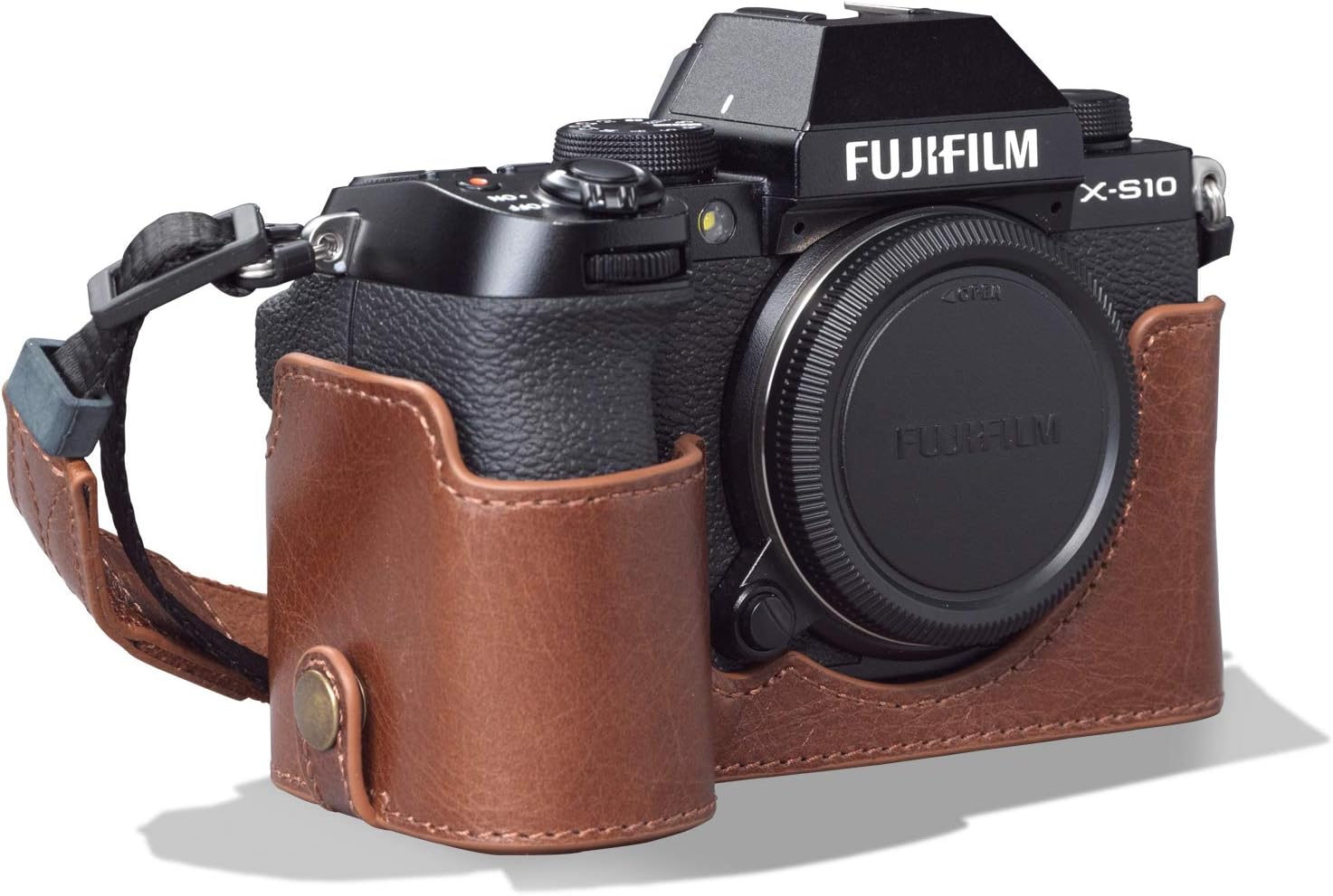 MegaGear MG1962 Ever Ready Genuine Leather Camera Half Case Compatible with Fujifilm X-S10 - Brown