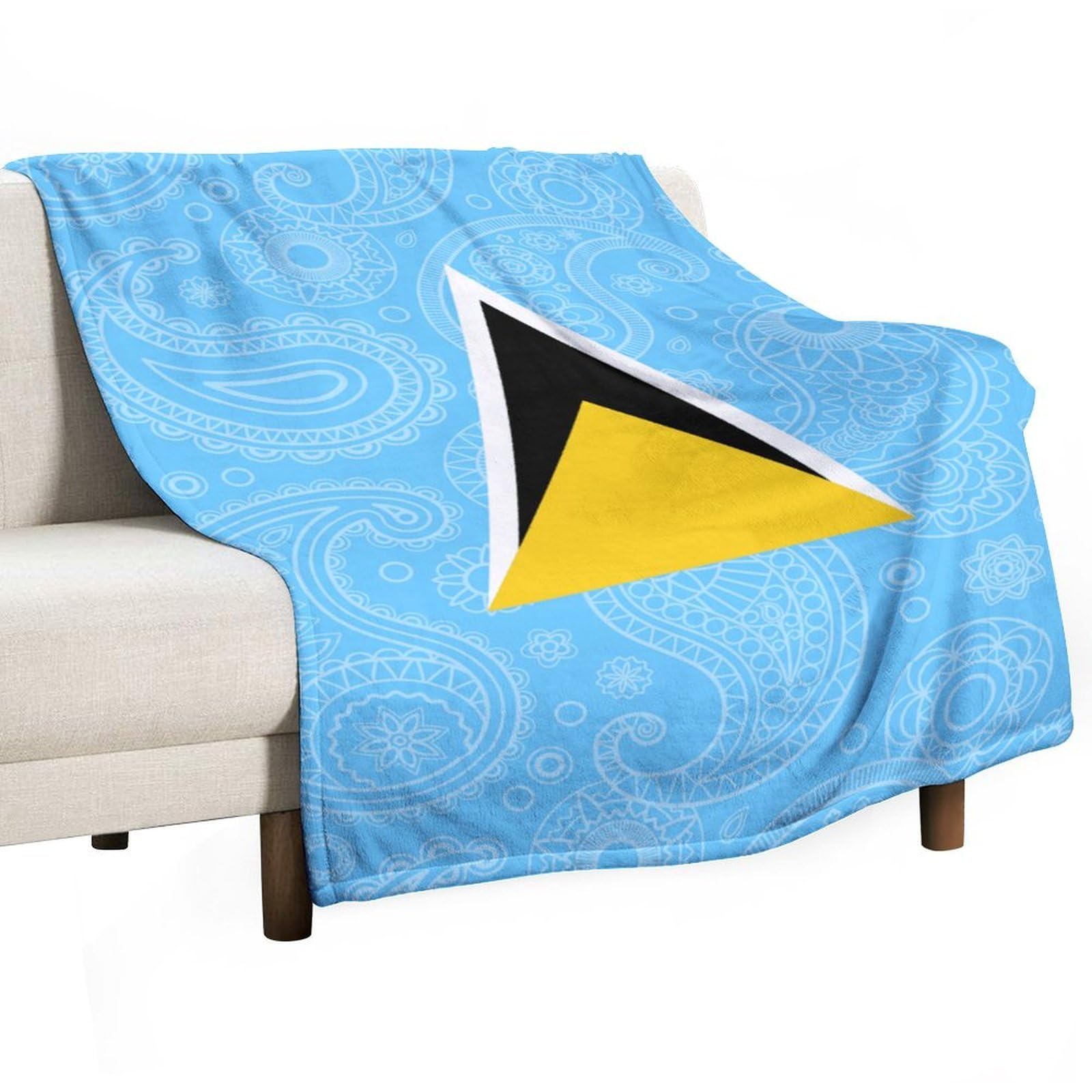 CGSBNGHA Saint Lucia Paisley Flag Flannel Fleece Blanket Lightweight Soft Throw Blankets for Sofa Couch Bed Chair