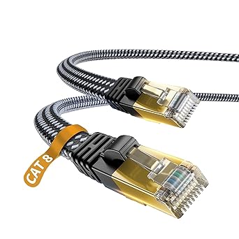 DanYee Cat 8 Ethernet Cable, Nylon Braided 6.5FT 2PACKS CAT8 High Speed Professional Gold Plated Plug STP Wires CAT 8 RJ45 Ethernet Cable 3ft 10ft 16ft 26ft 33ft 50ft 66ft 100ft