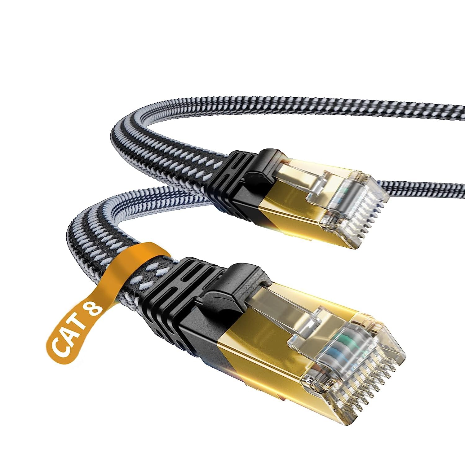 DanYee Cat 8 Ethernet Cable, Nylon Braided 6.5FT 2PACKS CAT8 High Speed Professional Gold Plated Plug STP Wires CAT 8 RJ45 Ethernet Cable 3ft 10ft