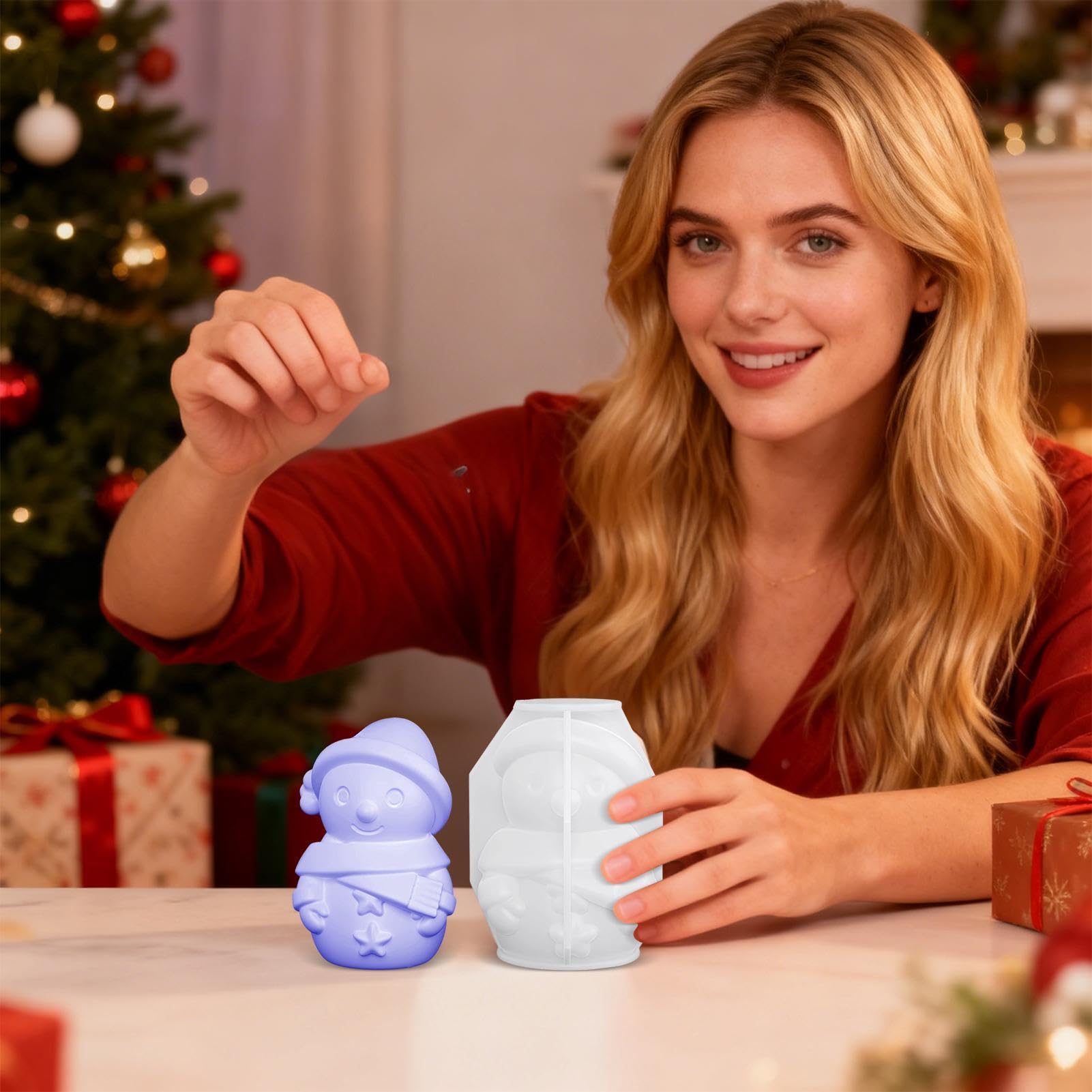 Weihnachtskerzen-Formen, 3D-Form, flexibel, Weihnachts-Schneemann-Form