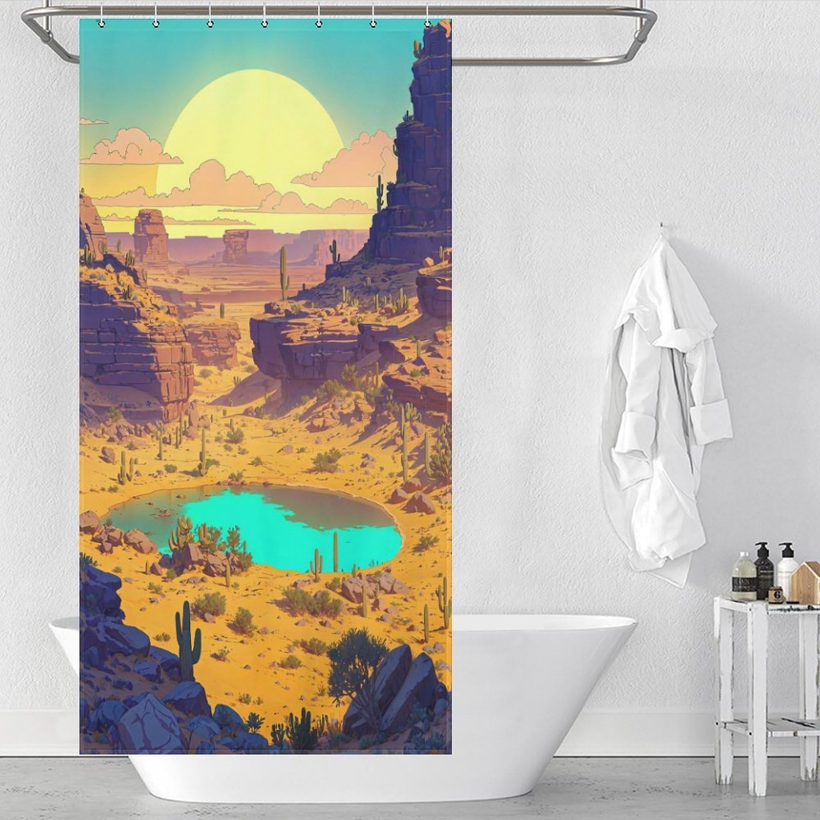 Rideau de douche 90x180cm imperméable Arid Expanses anti-éclaboussures pour petite salle d'eau