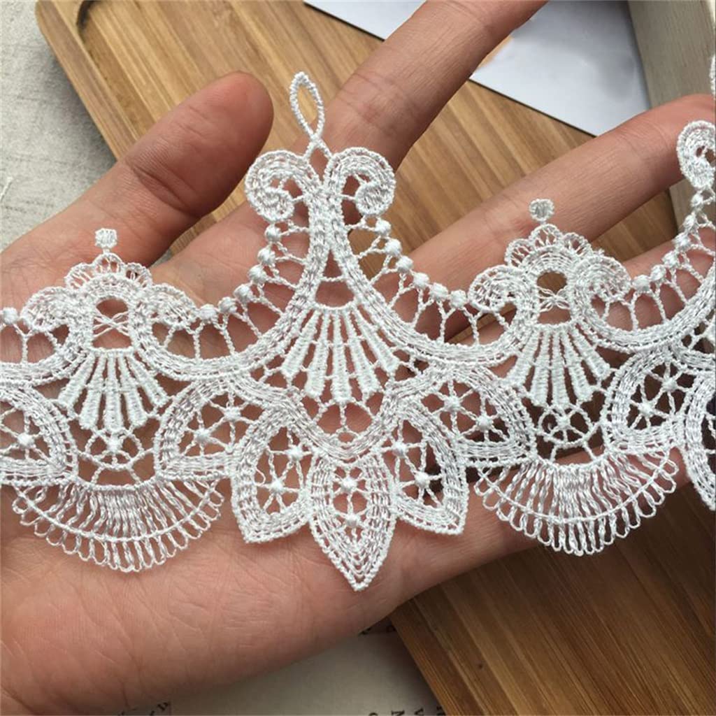 Ruban brodé en dentelle blanche de 8,5 cm pour mercerie et couture DIY