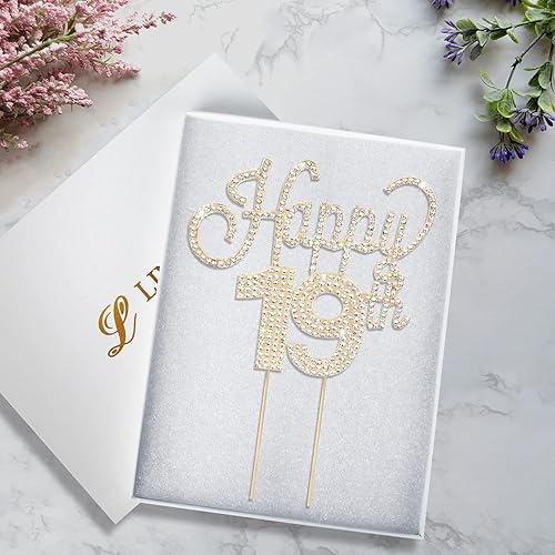 Miniatura 254 de LINGTEER Decoración de pastel de diamantes de imitación dorados para cumpleaños número 15 – Cheers to 15th Birthday Quince años de edad, decoración