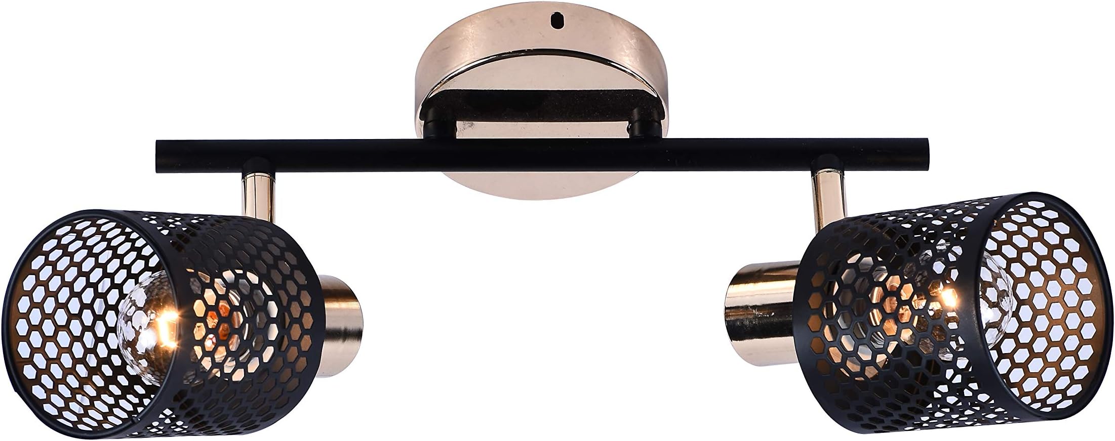 The Light Studio 60W 2 Light Rectangular Ceiling/Wall Lamp, Black, Golden