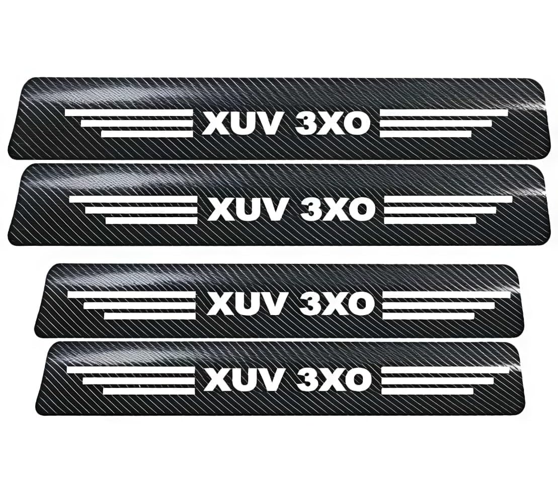 Car Door Sill Protector for Mahindra XUV 3XO (2024) – 4 PCS Reflective Carbon Fiber Door Entry Guard, Anti-Scratch Scuff Plate Sticker, Waterproof & Anti-Dirt Threshold Protection Accessories-image-2