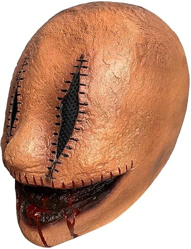 Miniatura 4 de Pigmiss Máscara de asesino en serie sonriente de Halloween, máscara de látex de cabeza completa, máscara de demonio aterrador, boca sangrienta, ojos