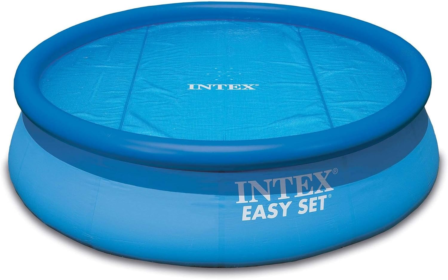 Intex 18' Round Easy Set Vinyl Solar Cover Bundled with 18' Deluxe Debris Pool Cover Above Ground Swimming Pools, Pool Cover Accessory Only