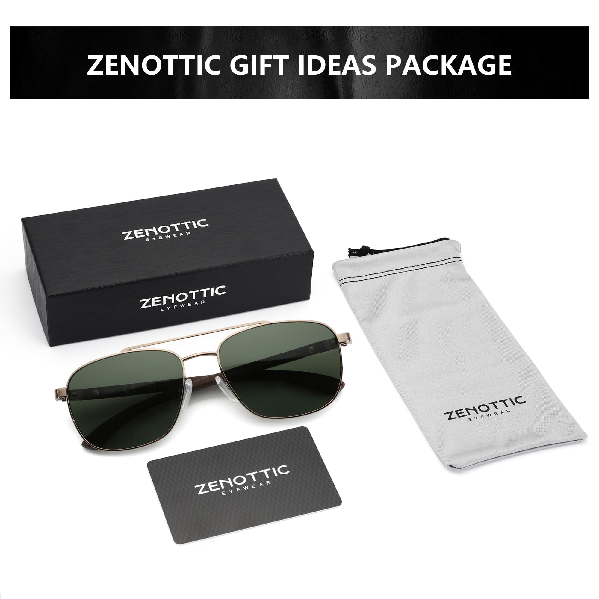 ZENOTTIC Aviator drewniane spolaryzowane okulary przeciwsłoneczne dla mężczyzn 100% ochrona przed promieniowaniem UV wędkarstwo jazda golf