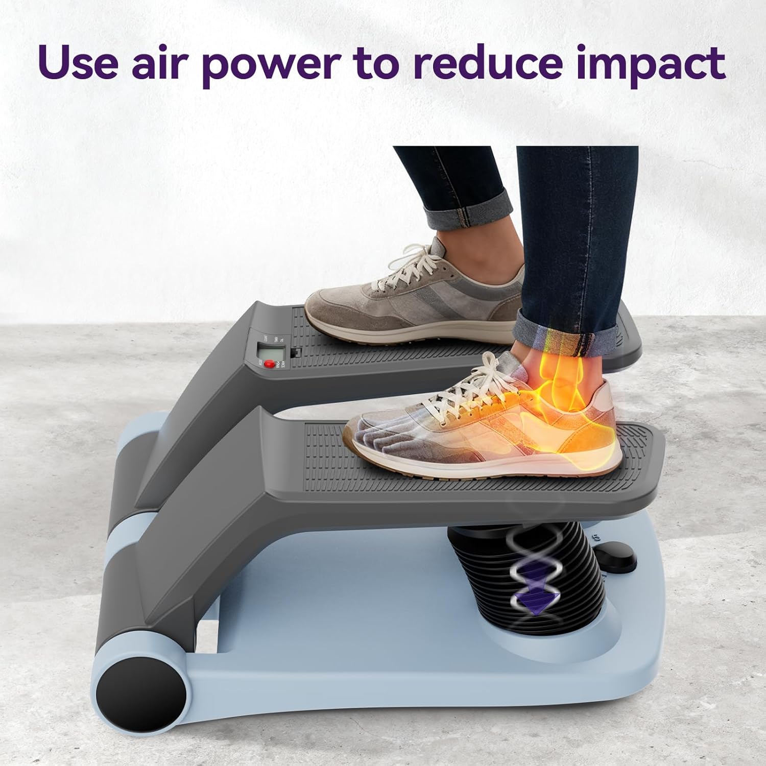 Air Stepper Exercise Machine with Resistance Bands, Stair Stepper with LCD Monitor, Adjustable Resistance Cardio Trainer for Home Workout, Compact Fitness Equipment, 300 lbs Weight Capacity