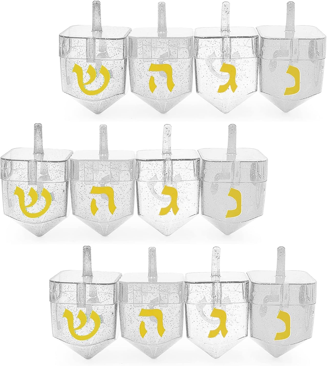 The Dreidel Company Hanukkah Fillable Transparent Clear Can Be Filled with Hanukkah Gelt Or Chocolate (12-Pack)