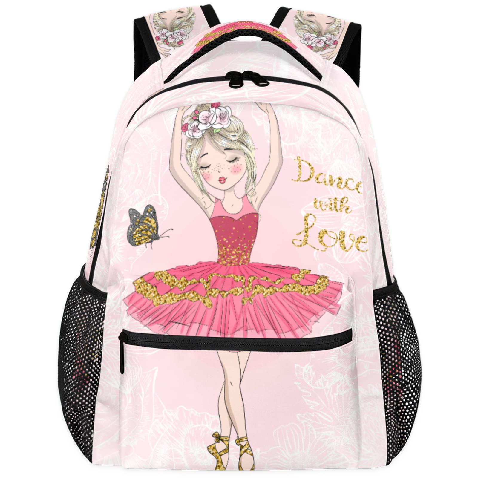 Pardick Backpacks Boys Girls, Cute Pink Ballet Girl Lightweight School Backpack Laptop College Bookbag, Travel Casual Daypack, Hiking Camping Computer