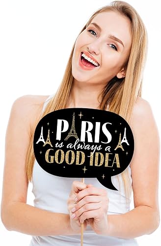 Miniatura 2 de Big Dot of Happiness Kit de accesorios para cabina de fotos, 10 piezas de accesorios de estrellas sobre París, montaje de bricolaje con palo de