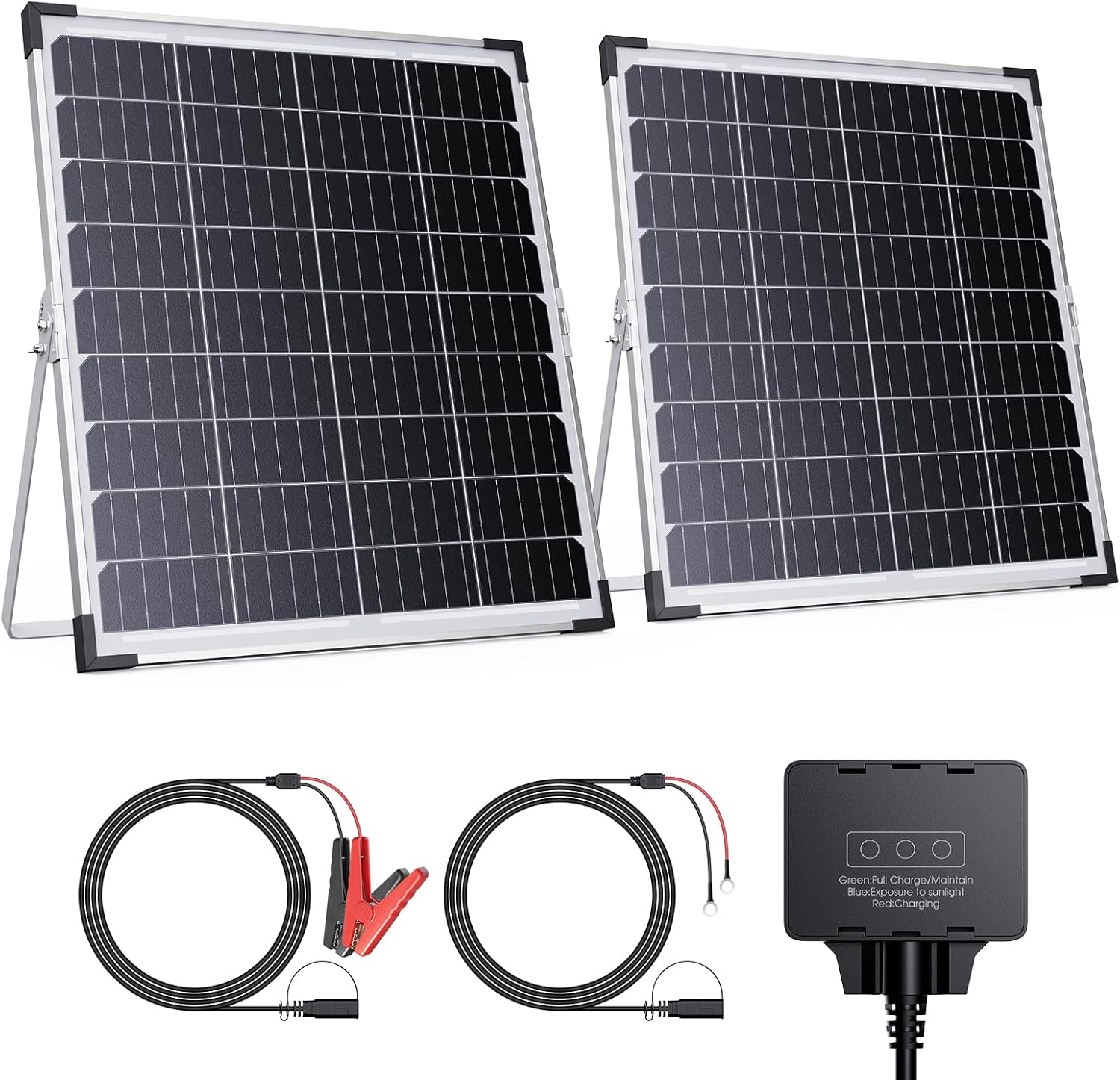60W 12V Solar Panel Kit, 2PCS 30W Solar Battery Maintainer with Charger Controller, Callsun IP68 Waterproof Solar Trickle Charger for Car Boat Lawn Mower Marine Dump Trailer