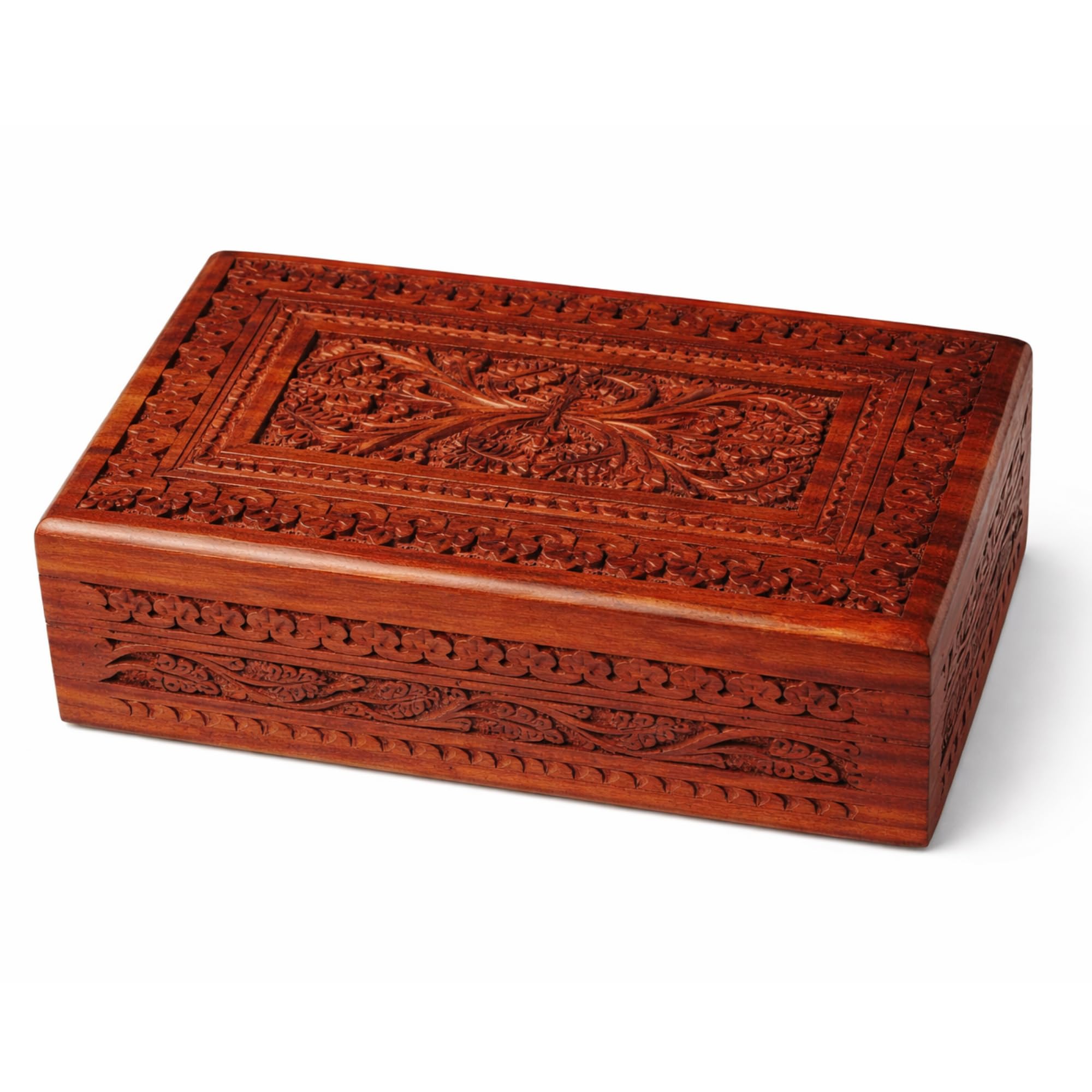 Hand Carved Sheesham Wood Jewelry Box with Intricate Floral & Bird Design – Decorative Wooden Keepsake Storage Organizer with Lid – Vintage Handmade Gift Box for Women-image-17