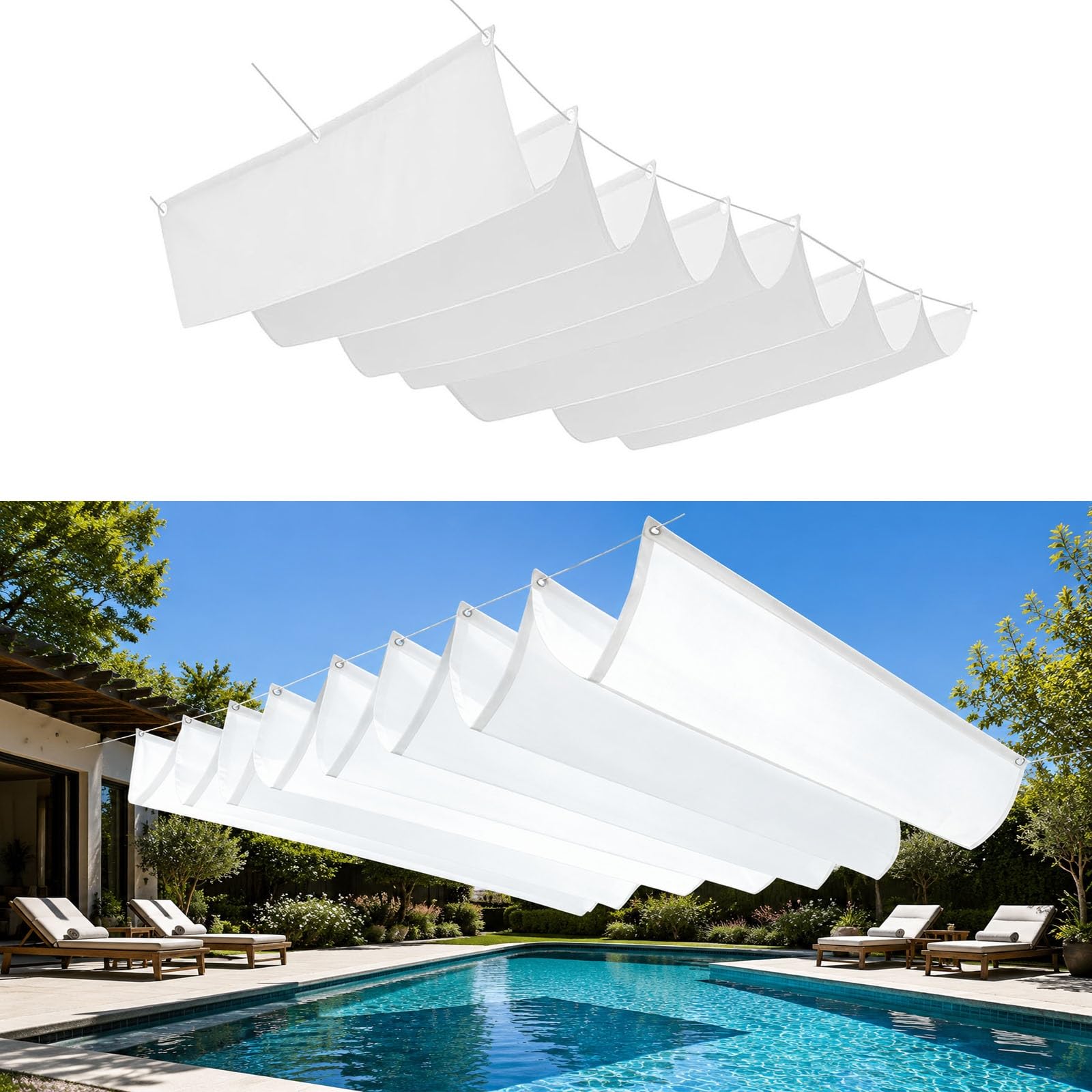 Voile ombrage rétractable 240x675 cm pour repas sur la terrasse en été