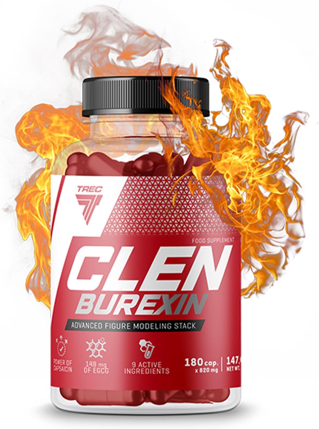 TREC Nutrition Clenburexin - 180 Caps Thermogenic Fat Burner for Accelerated Weight Loss, Appetite Suppression, and Enhanced Metabolism - Natural Ingredients for Active Lifestyles