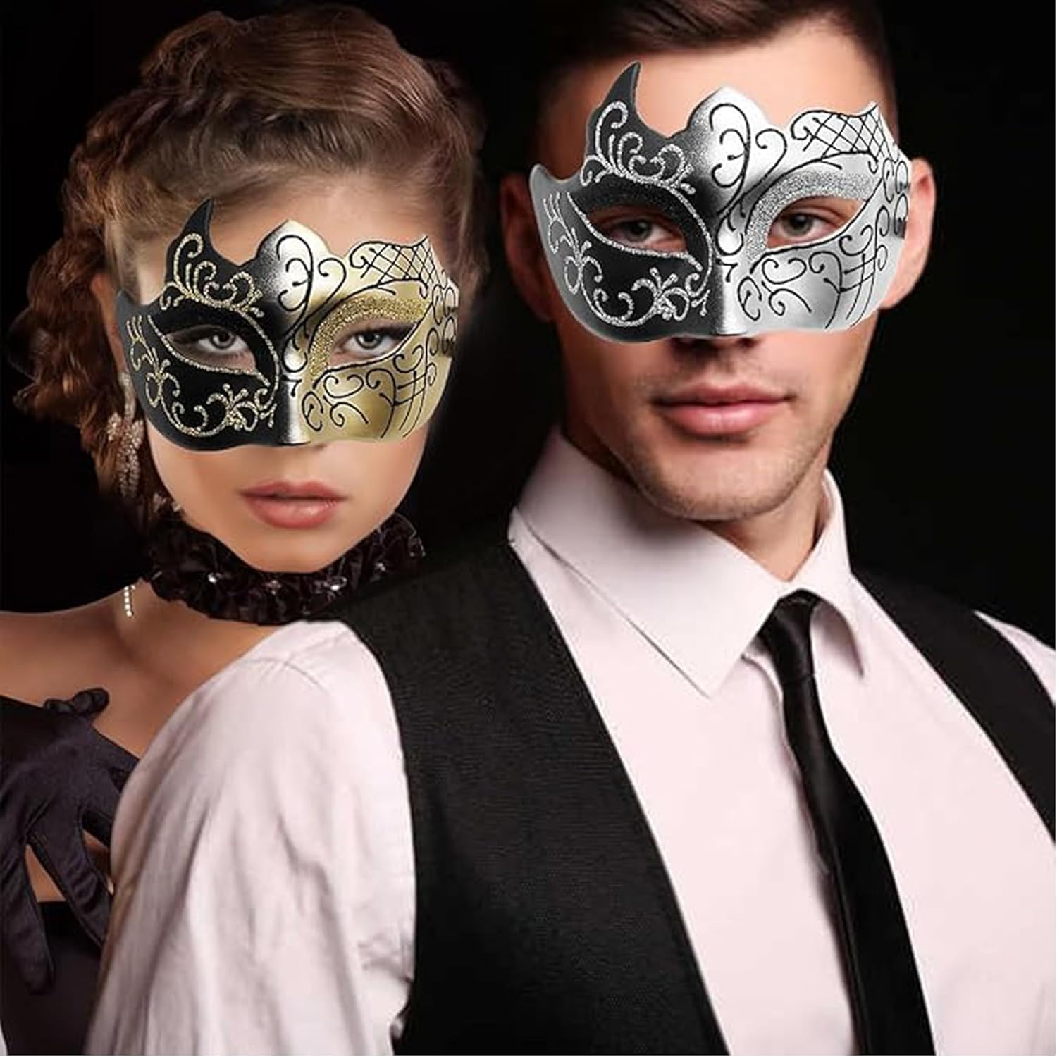 Masquerade Mask for Couple Men Women Venetian Mask for Halloween Lace Masque Costume mask Party Prom Ball Mardi Gras - Image 7