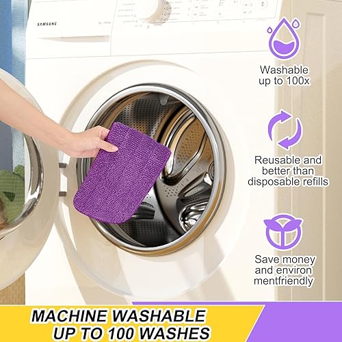 Miniatura 5 de Juego de 3 cabezales de repuesto de trapeador de microfibra para mopas húmedas y secas, repuestos de repuesto reutilizables para el sistema de