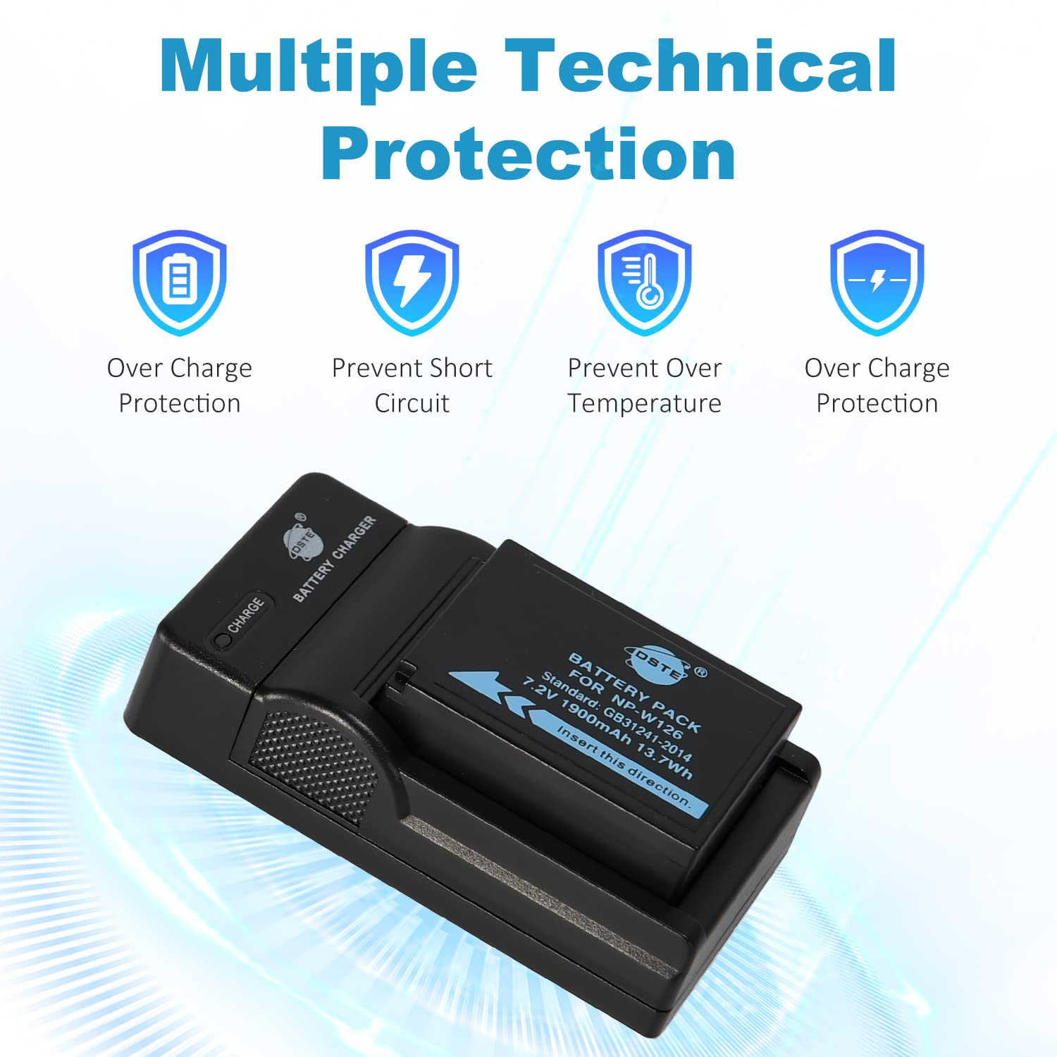 DSTE 2 Batterie NP-W126 1900mAh 7.2V Per Fujifilm X-A1, X-E1, X-Pro1, X-T3, Con Garanzia 2 Anni - 2