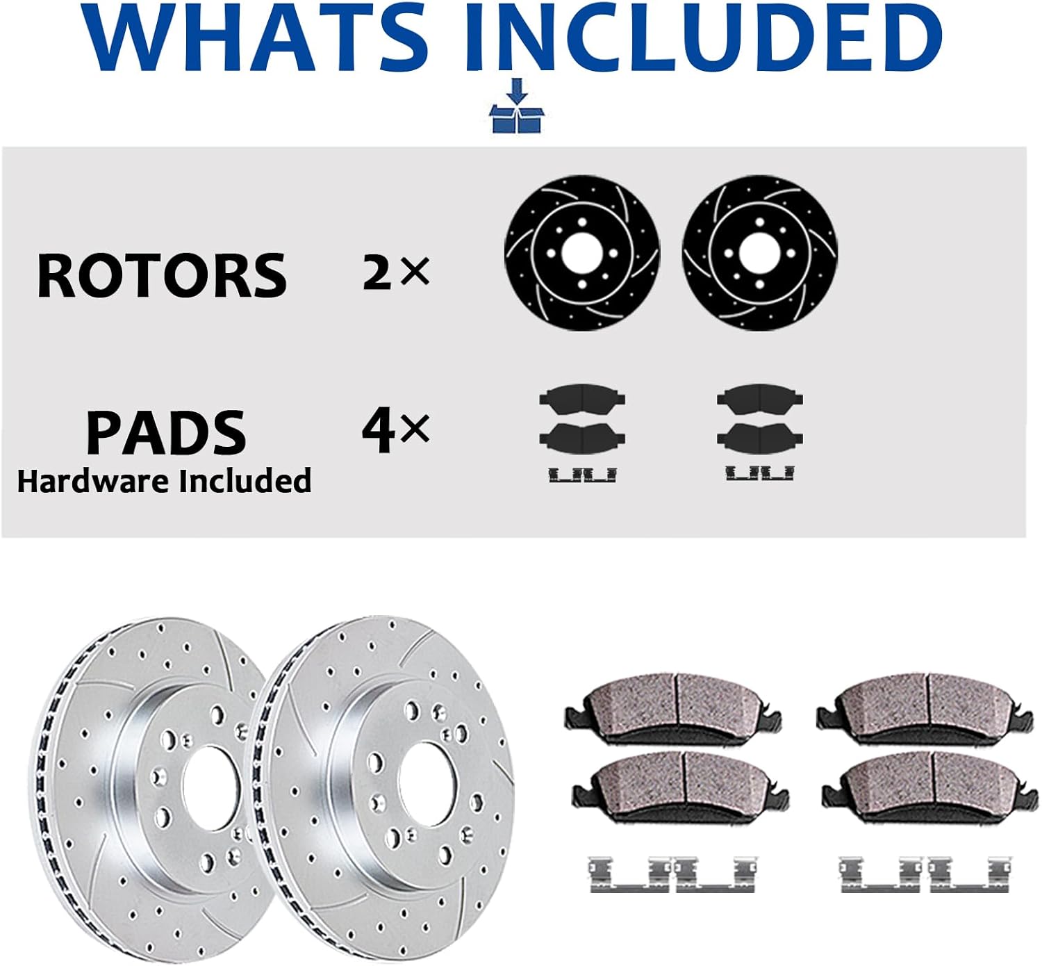 Front Drilled and Slotted Brake Rotors Ceramic Brake Pads Brake Kit Replacement for Toyota Sienna Highlander Lexus RX350 RX450h NX200T NX300 NX300h