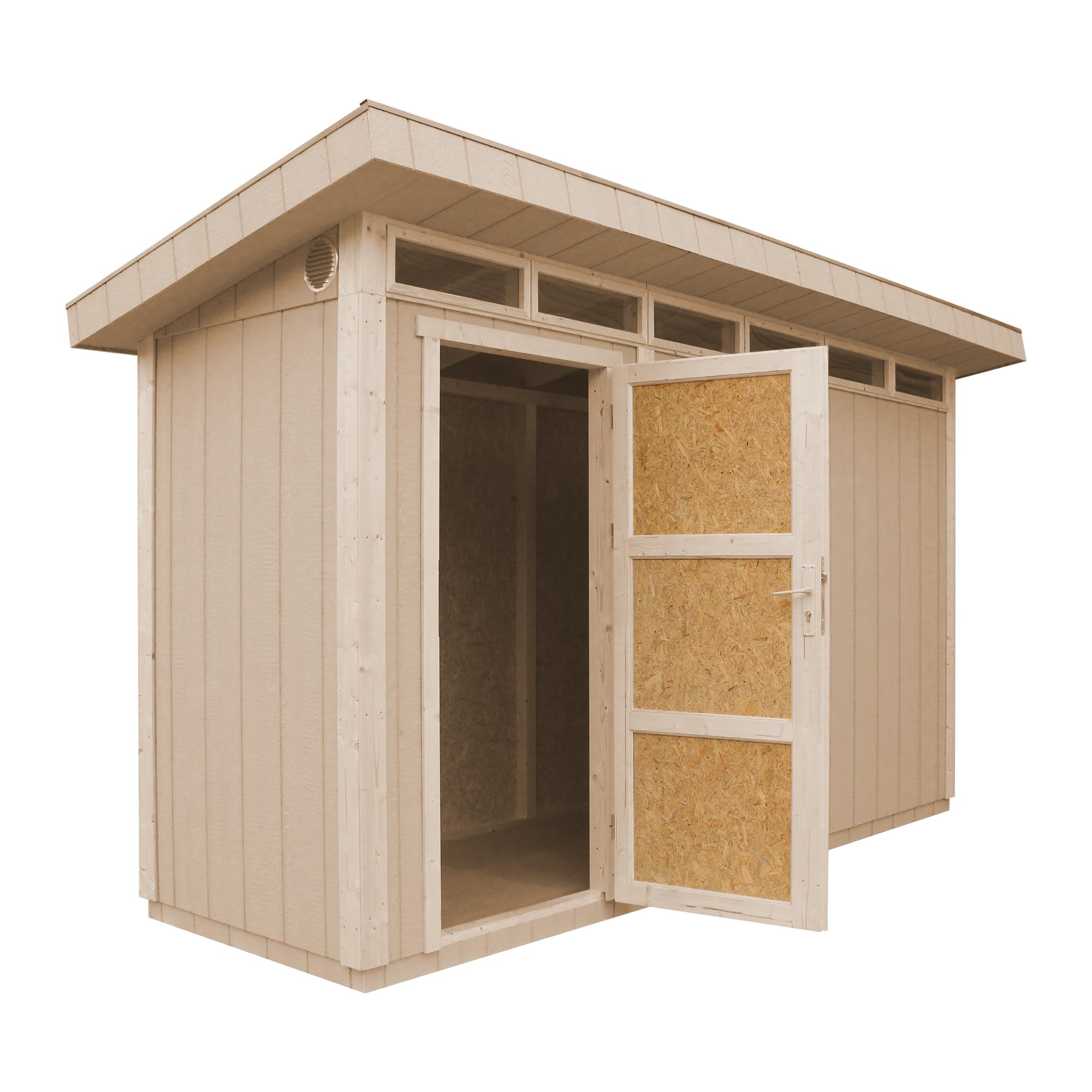 Domek narzędziowy 4,3 m² - Dł. 161 x Szer. 411 cm - Zestaw all-inclusive z podłogą, dachówką bitumiczną, zestawem do malowania - Wykonany z płyt drewnopochodnych LP Smartside - M902 TERRA BROWN
