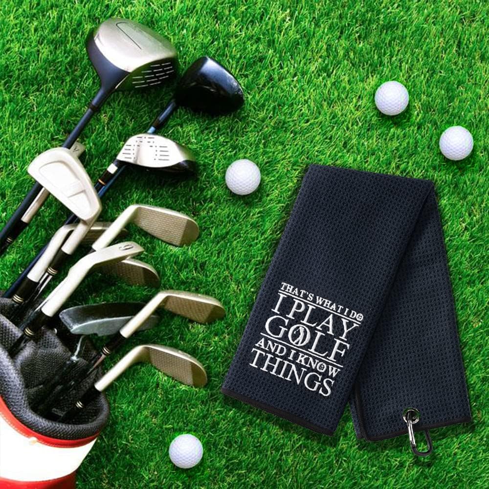DYJYBMY 'That's What I Do' Golf Towel - Embroidered Black with Clip, Perfect for Golf Bags & Birthday Gifts for Golf Fans - Image 4