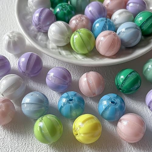 Miniatura 8 de Cuentas acrílicas chapadas de 0.631 pulgadas (0.630 in), cuentas coloridas y brillantes con patrón de corazón para bricolaje, cadena de teléfono,