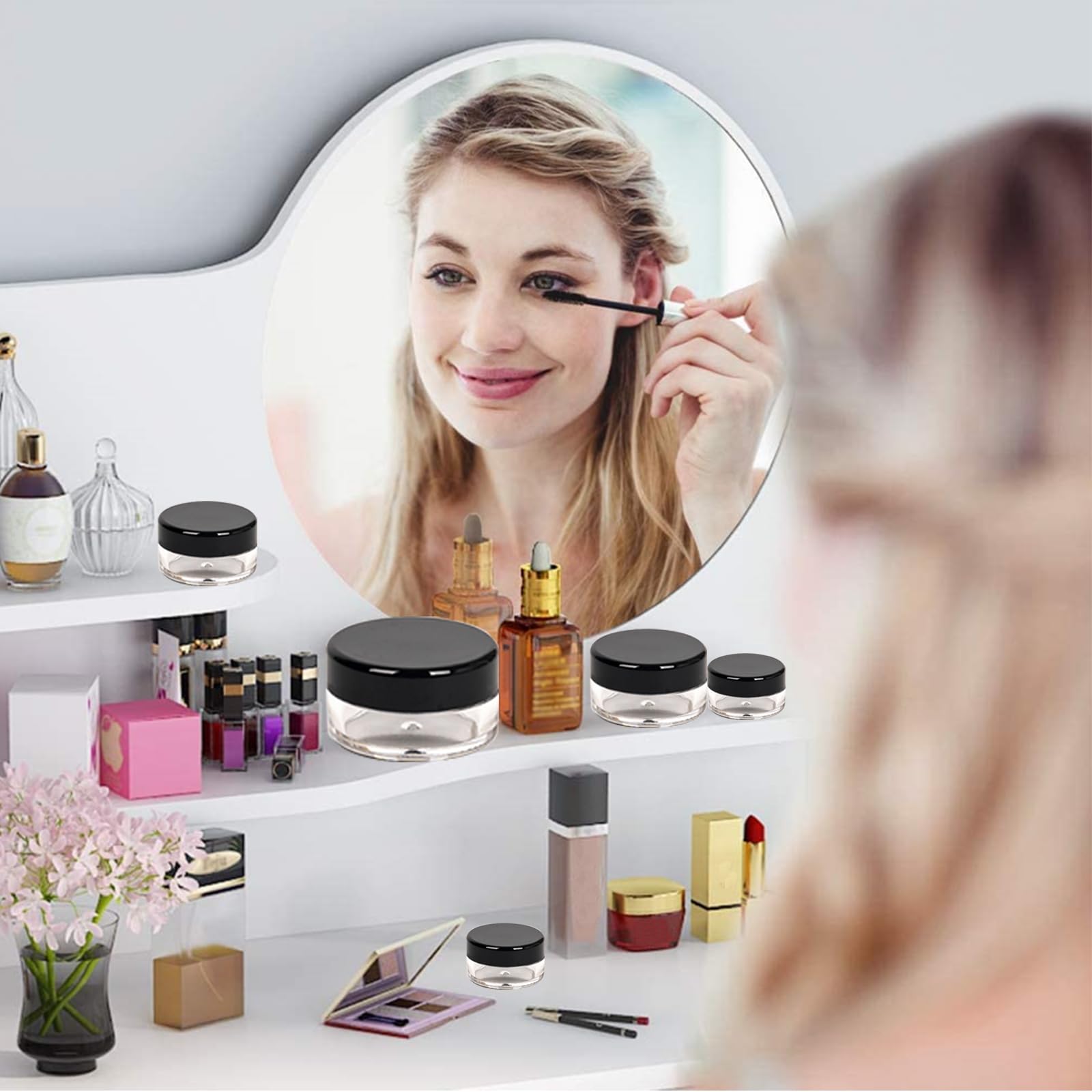 Lot De 16 Pot De Maquillage Vides En Plastique Avec Couvercles, échantillons Et Pots De Crème De Voyage (couleur Transparente/10 Ml