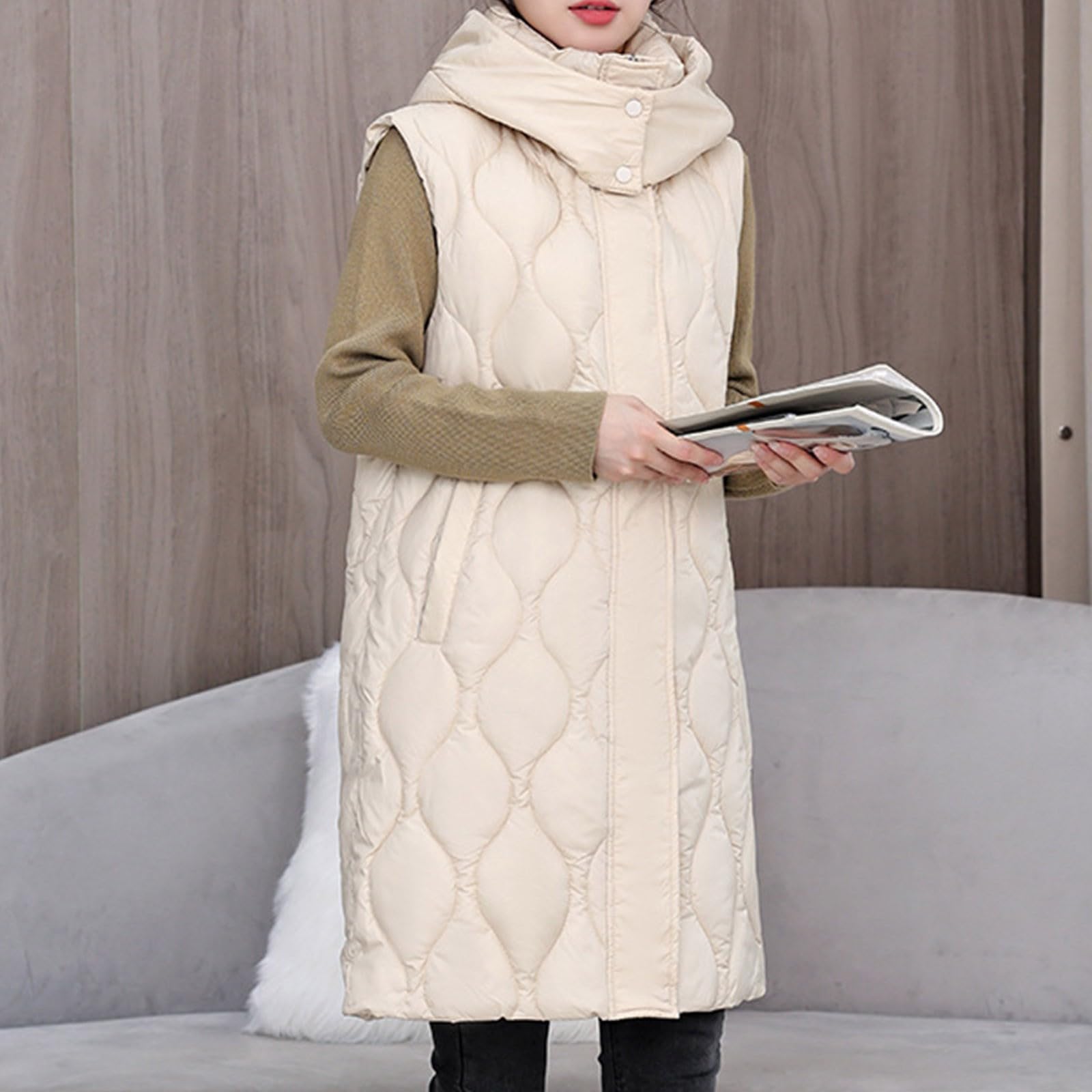 Damenmode Casual Solid Coat Zurück Mittellange lose Jacke
